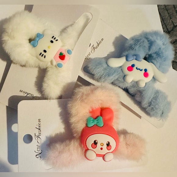 Accessories - 3 Sanrio Characters Hair Clips (plush)